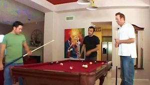 Pool Players Team Up And Fuck Sandra Romain In A Hot Anal Threesome